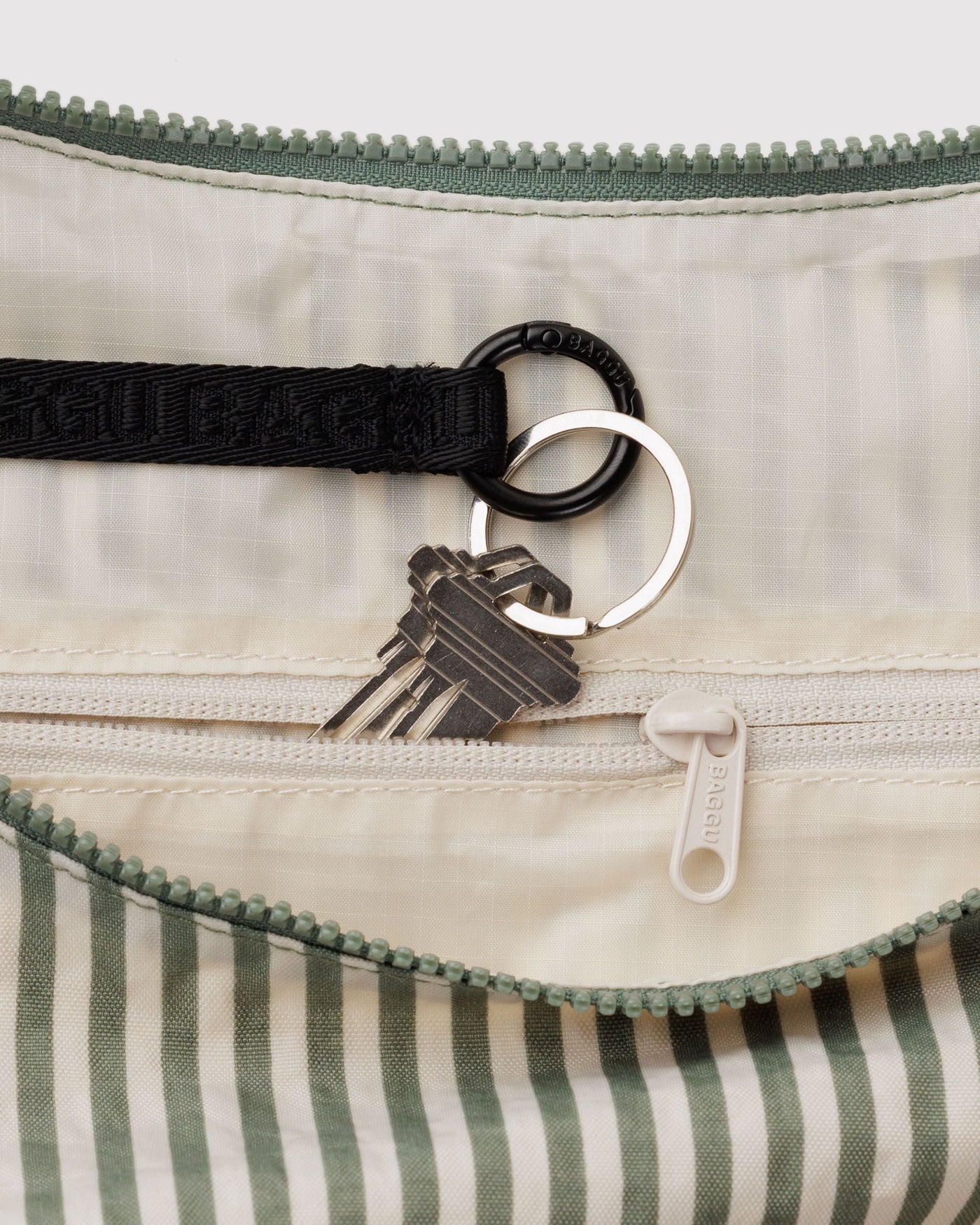 Large Nylon Crescent Bag - Sage Stripe