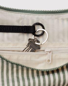 Large Nylon Crescent Bag - Sage Stripe