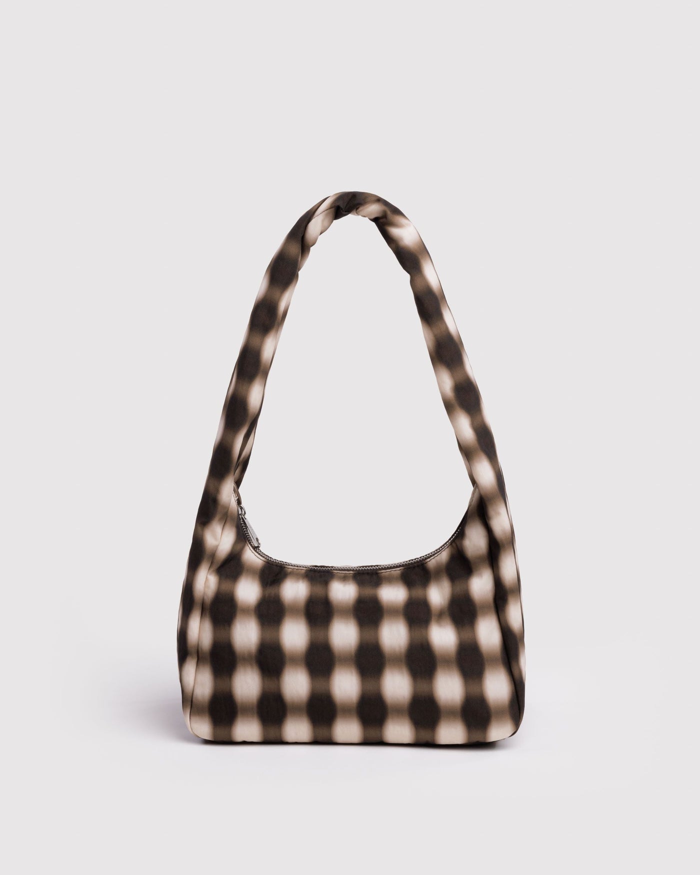 Small Nylon Meringue Bag - Blurred Gingham Brown