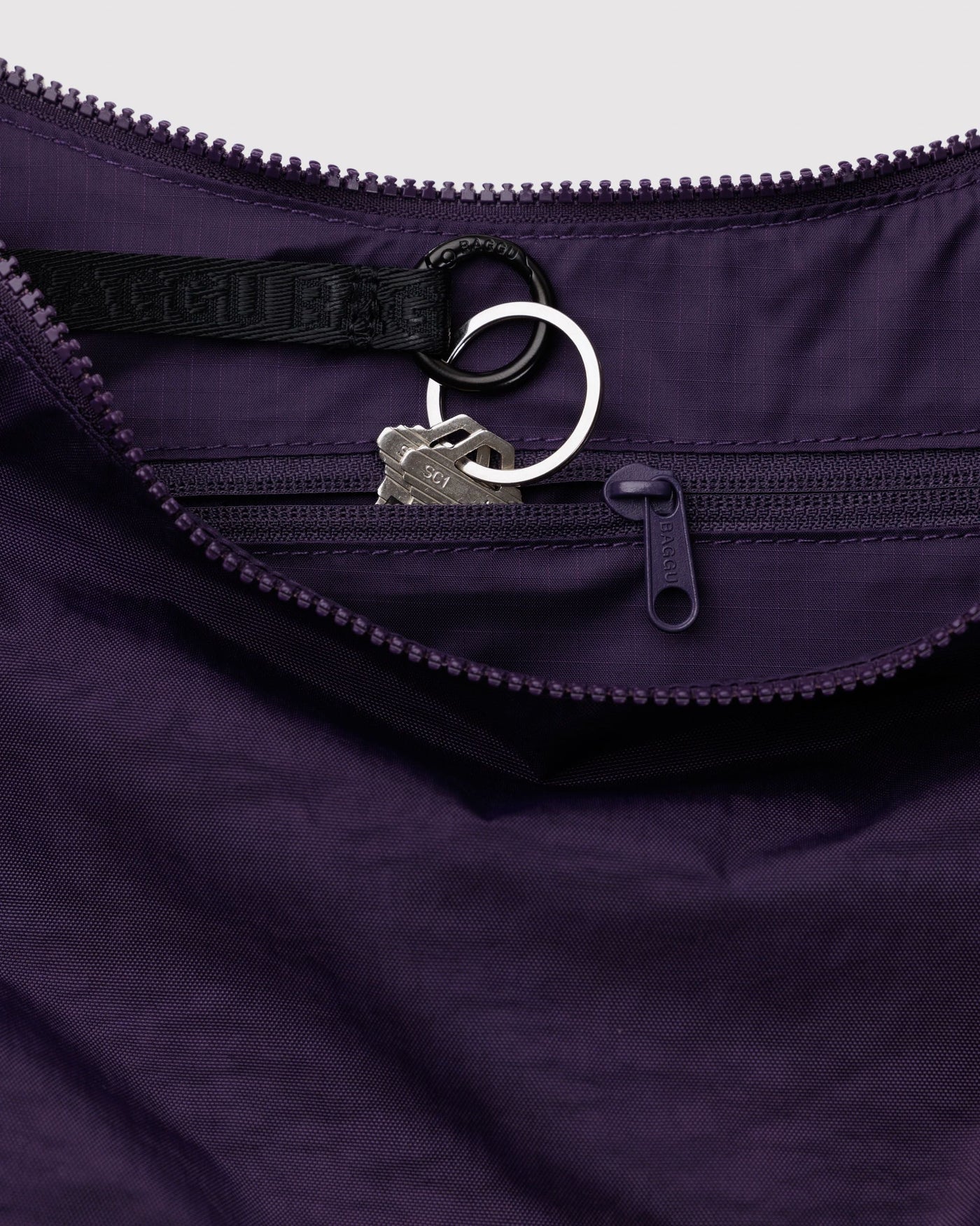 Medium Nylon Crescent Bag - Fig