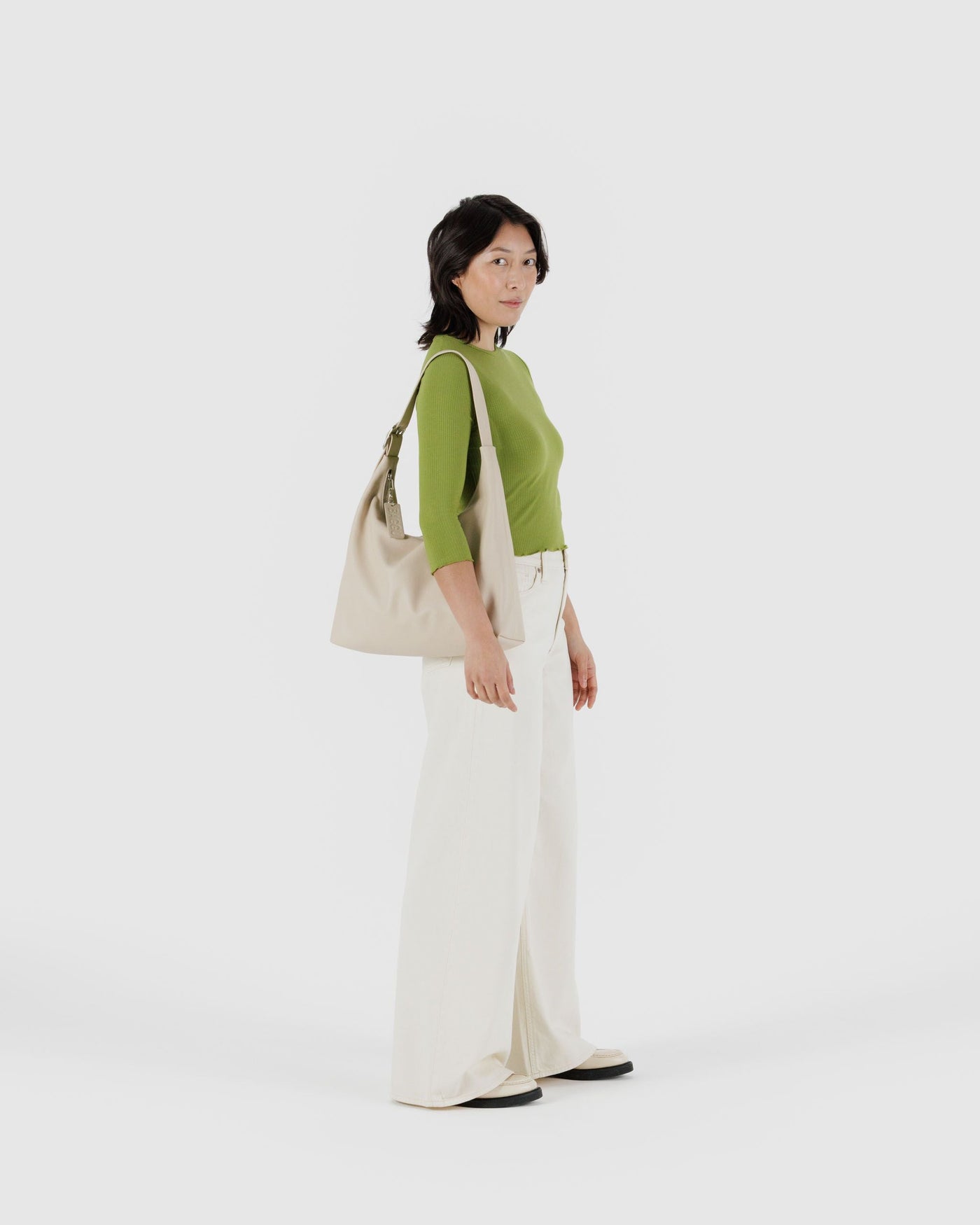 Recycled Leather Shoulder Bag - Stone