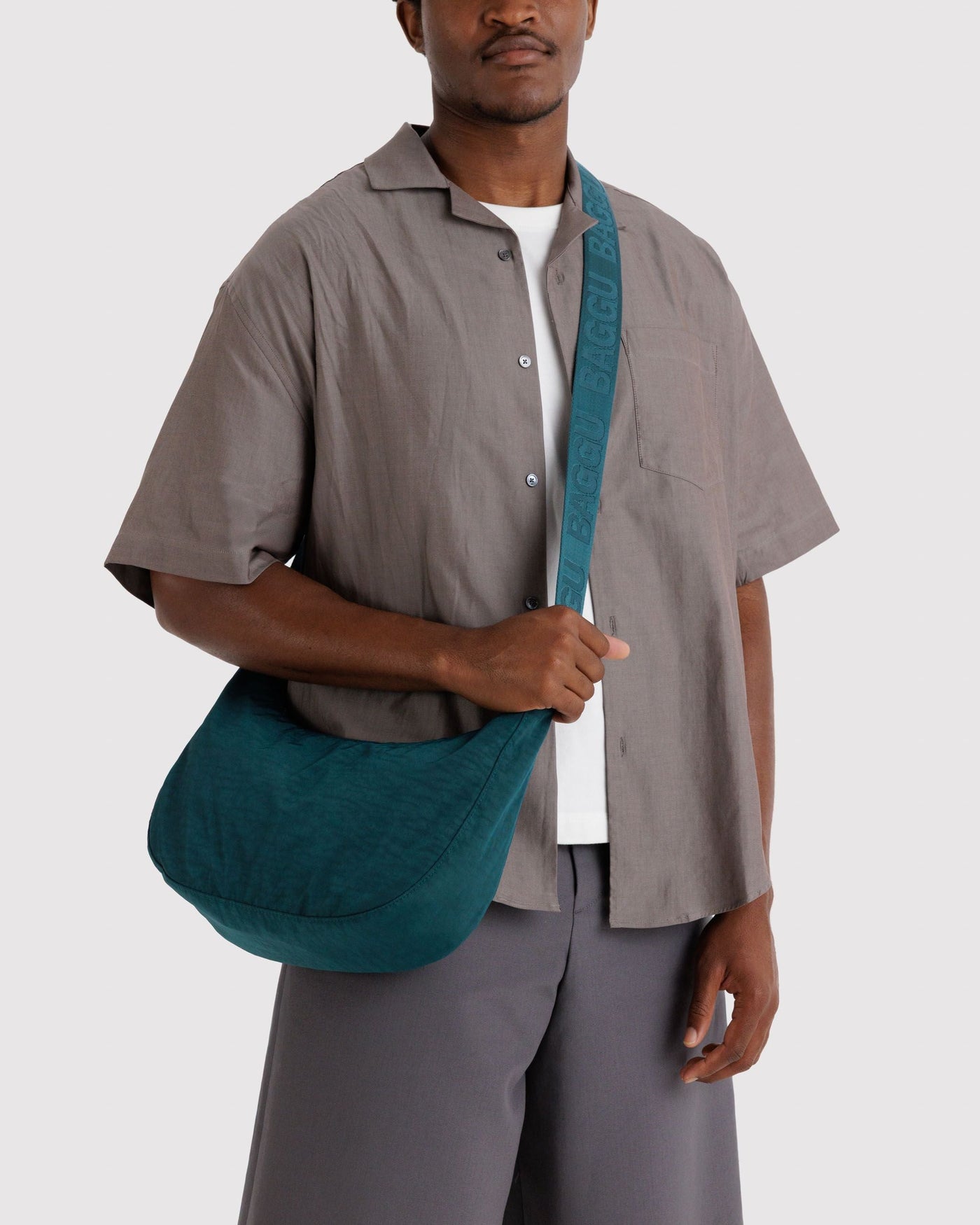 Medium Nylon Crescent Bag - Deep Sea