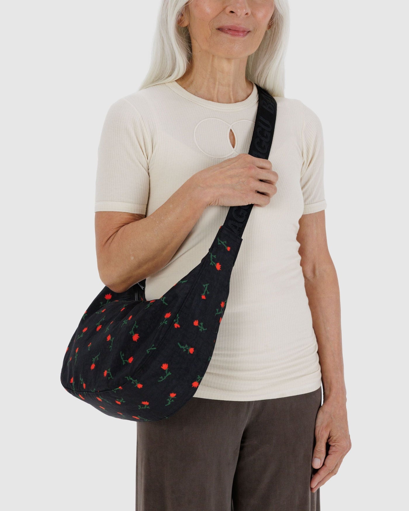 Medium Nylon Crescent Bag - Painted Wildflower - Simple Tote