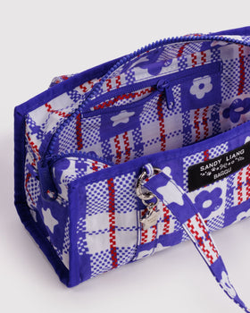Mini Nylon Market Bag - Market Plaid Blue