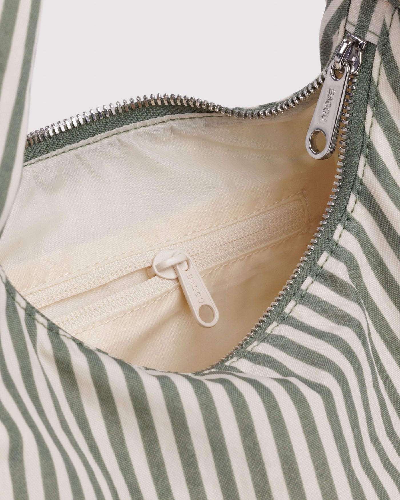 Small Nylon Meringue Bag - Sage Stripe - Beach Ready