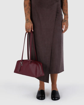 Recycled Leather Bowler Bag - Mahogany