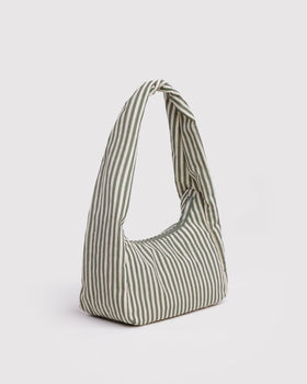 Small Nylon Meringue Bag - Sage Stripe - Beach Ready
