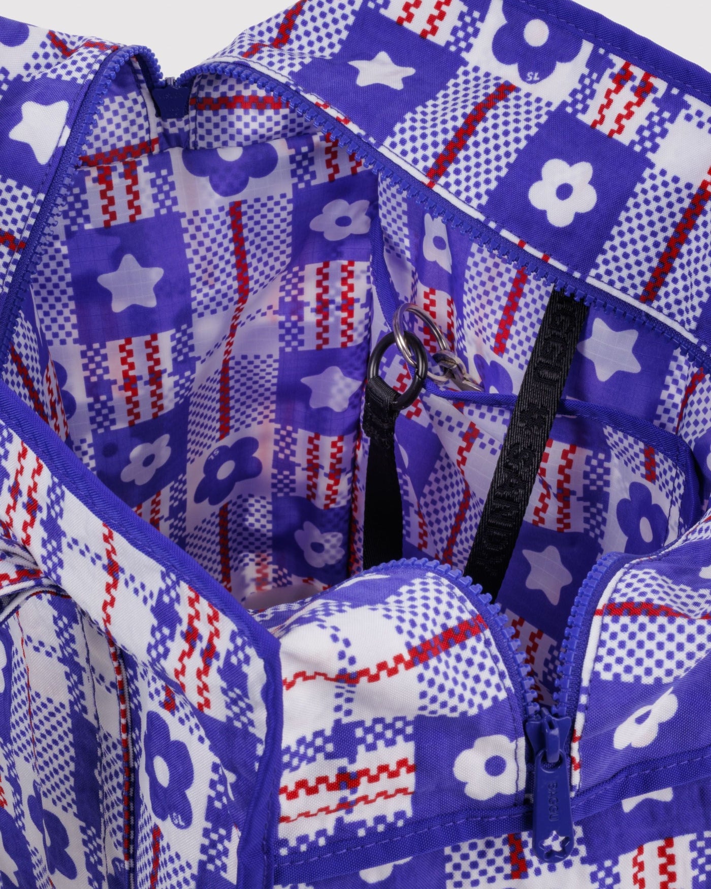 Large Nylon Market Bag - Market Plaid Blue - Everyday Pick
