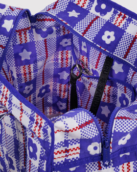 Large Nylon Market Bag - Market Plaid Blue - Everyday Pick