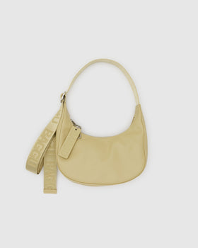 Small Recycled Leather Crescent Bag - Straw